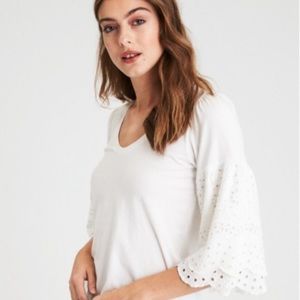 American Eagle Soft & Sexy Bell Eyelet Top, Small